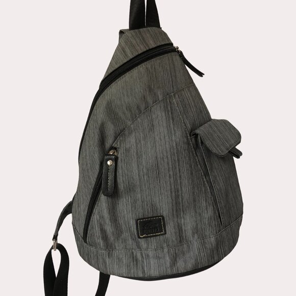 Roots 73 Crossbody Grey/Black Slingback Backpack Bag Unisex - Picture 1 of 11